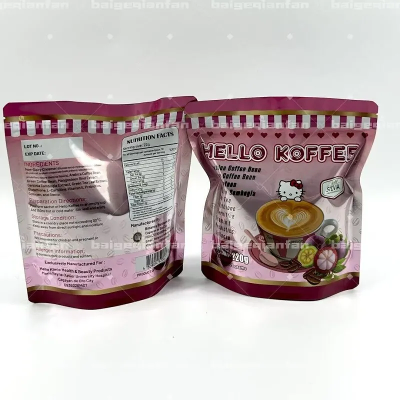 Beg Pakej Kopi Titis Tersuai Beg Kerajang Aluminium Plastik Mesra Alam Beg Kalis Kelembapan Penghalang Tinggi Untuk Minuman Titis