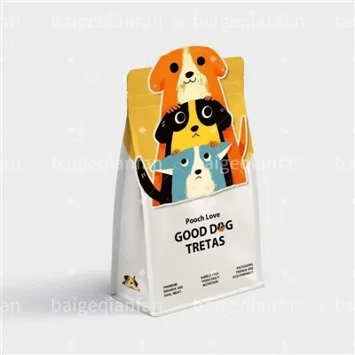 Zip Plastik Bercetak Tersuai Beg Gusset Bawah Rata Beg Makanan Anjing Beg Makanan Haiwan Peliharaan