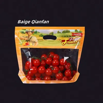 Beg Berdiri Buah Dan Sayur Berkualiti Tinggi Dengan Pemegang Dan Lubang Udara